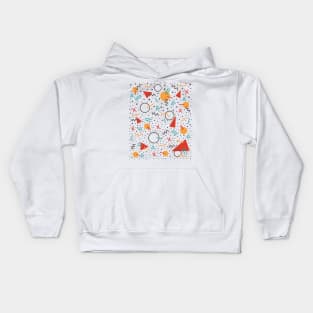 80s Retro Style Memphis Pattern Overlaid on top of a White Background Kids Hoodie